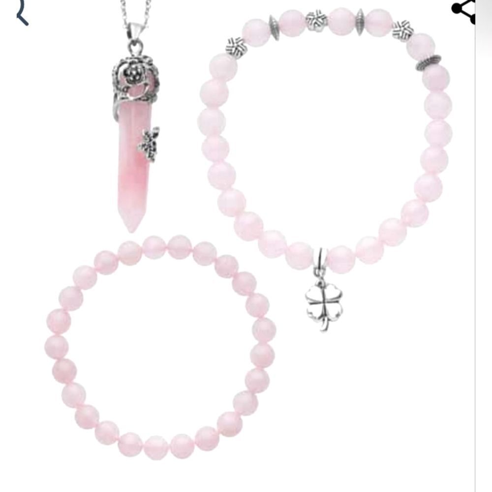 Galilea Rose Quartz Pendant and Bracelets